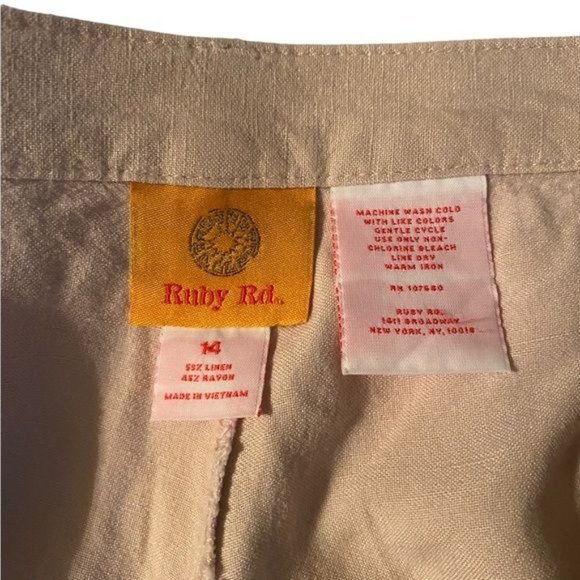 Linen Blend Plus Size 14 Boho Hi-Rise Cropped Wide Leg Pants Boho Beachy - Picture 8 of 9